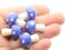 6 19mm Opaque Blue and White Mushroom Polka Dot Lampwork Glass Beads